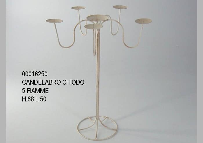 Candelabro in ferro 5 fiamme per composizioni floreali h68 cm