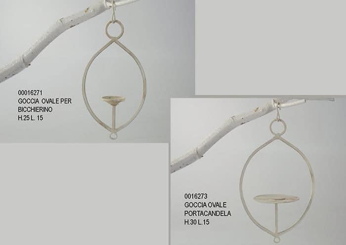 Portacandele da appendere in ferro altezza 30 cm