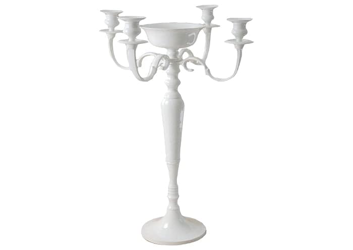 Candelabro 4 fiamme con coppa h80 cm bianco (2 pz) - Candelabri
