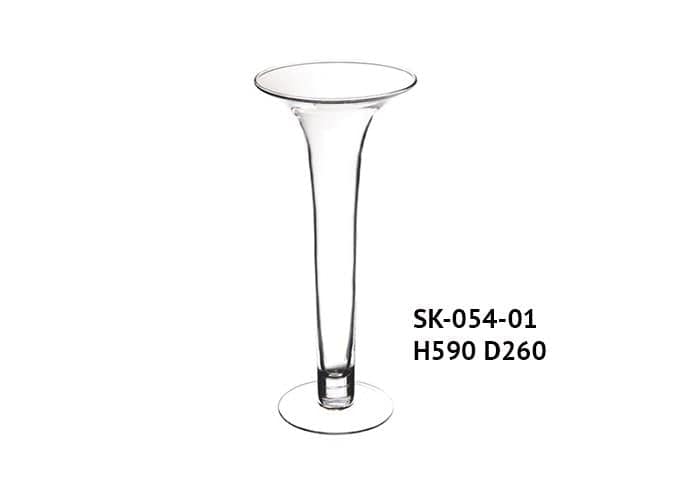 Vaso vetro orlo ampio con piede alto 59 cm