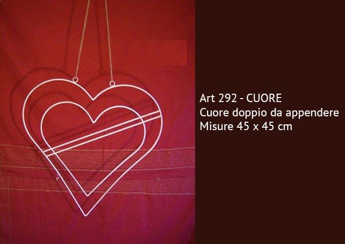 Cuore doppio in ferro da appendere con traversine largo 45 cm - Strutture per addobbi floreali