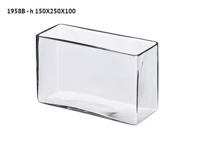 Vaso rettangolare in vetro spesso cm 25x10 h15 - Vasi rettangolari vetro