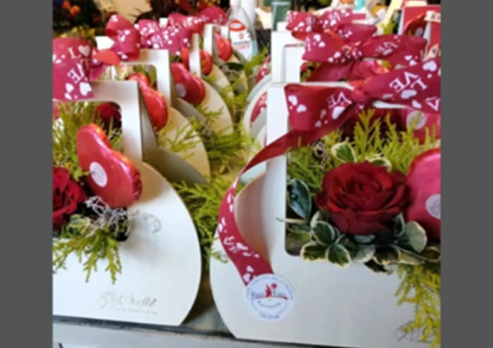 Scatole Regalo Fiori 6 Pezzi - Sacchetti Carta Con Manico Metallo