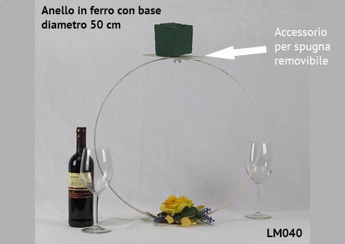 Anello in ferro diametro 50 cm con base - Strutture per addobbi floreali