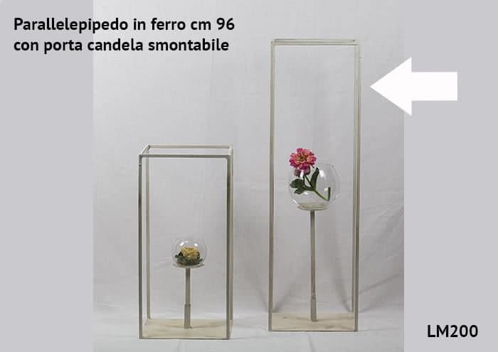 Parallelepipedo in ferro cm 96 con portacandele smontabile - Strutture per addobbi floreali
