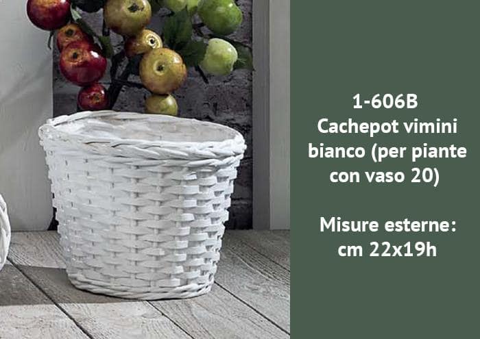 Cachepot portavaso in vimini bianco cm 22 h19 - Cesti vimini bianco
