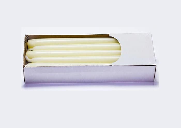 Candele coniche antigoccia altezza 25 cm box 12 pz - Avorio