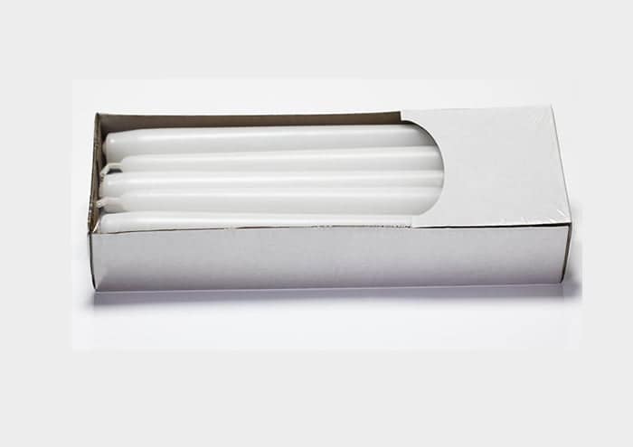 Candele coniche antigoccia altezza 25 cm box 12 pz - Bianco