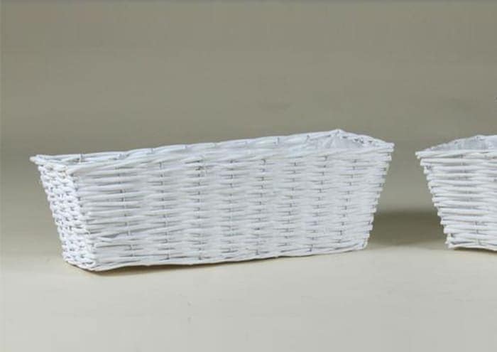 Immagine e-commerce Cassetta rettangolare vimini bianco cm 53x23 h16