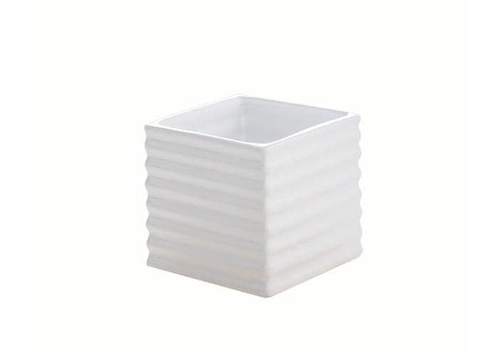 Immagine e commerce Cubo in ceramica bianca ondulato con lato 10 (int.8 cm)
