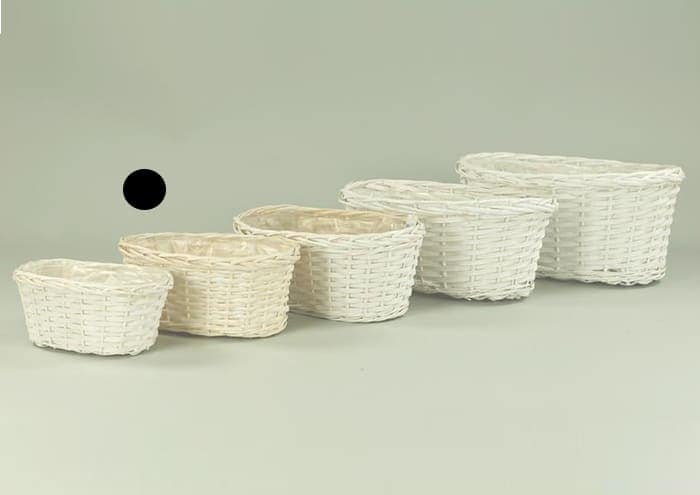 Immagine e-commerce Cesto ovale in vimini bianco per 2 vasi 12