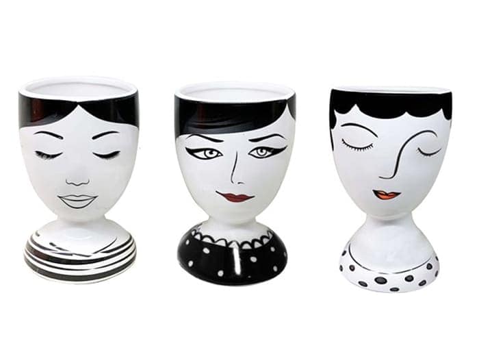 Immagine e commerce Set 3 vasi testa ceramica figure femminili altezza 15 cm