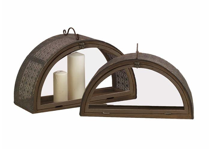 Immagine e commerce Serie 2 lanterne legno metallo traforato marroni forma mezzaluna