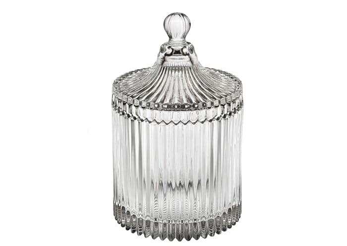 Immagine e commerce Vasetto vetro bomboniera decoro righe verticali cm 10 h17