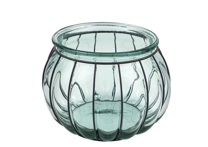 Immagine e commerce Lanterna vetro colorato con gabbia e manico metallo cm 26 h18