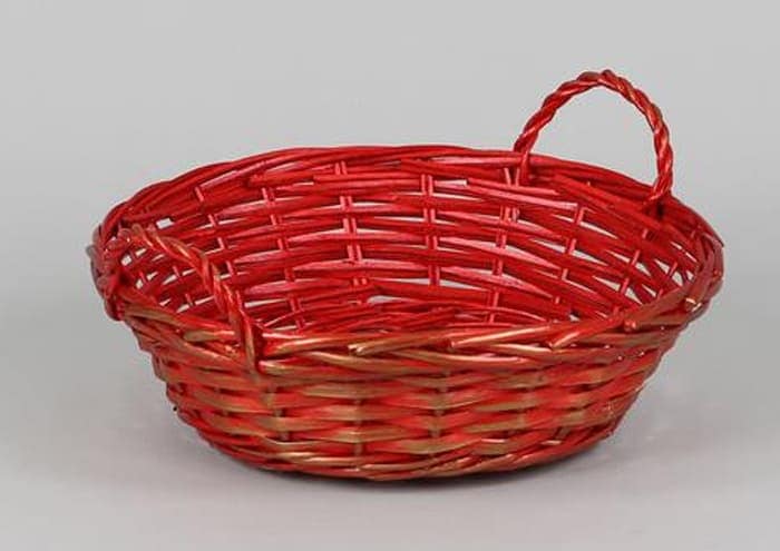 Immagine e commerce Cestino natalizio vuoto tondo rosso oro diametro 40 h12 cm