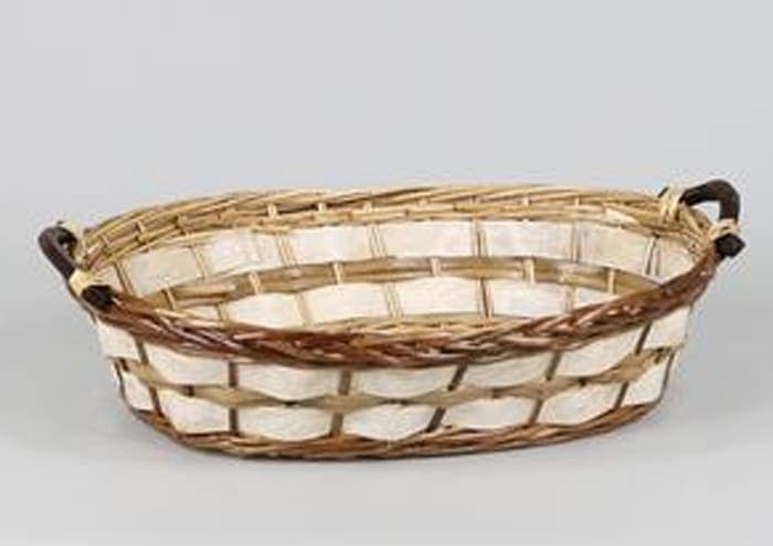 Immagine e commerce Cesto natalizio vuoto ovale vimini bianco naturale rifiniture oro cm 61x43 h15