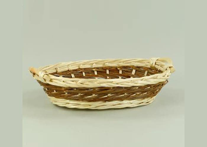Immagine e commerce Cesto natalizio vuoto forma ovale vimini naturale e marrone cm 38x30 h9
