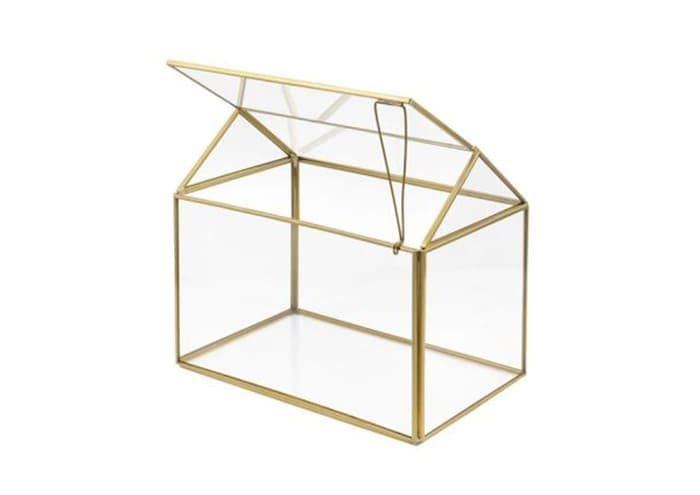 Immagine e commerce Terrario porta piante rettangolare in vetro metallo cm 18x12 h16