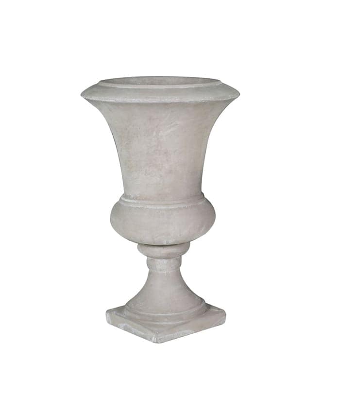 Immagine e commerce Vaso mediceo svasato cemento grigio liscio piede quadro per addobbi fiori cm 17 h29