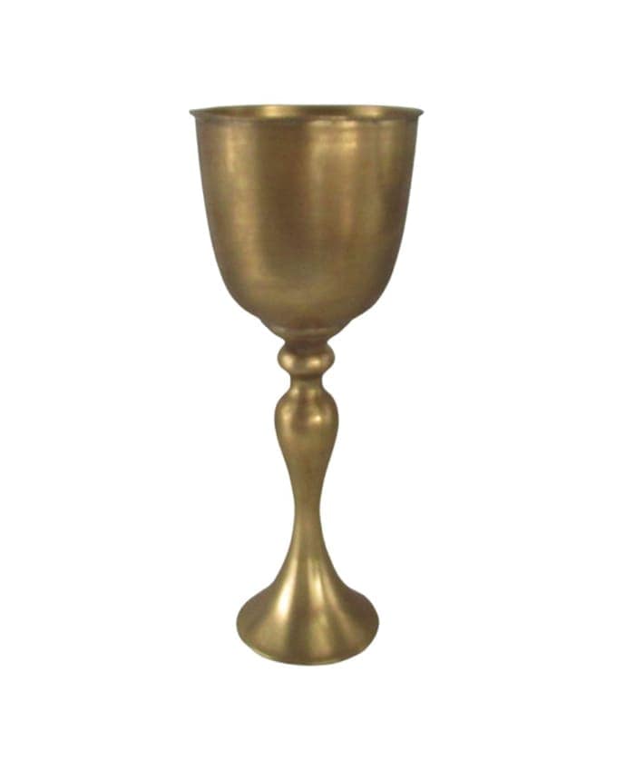 Immagine e commerce Calice metallo oro stelo lungo sinuoso coppa liscia cm 17 h44