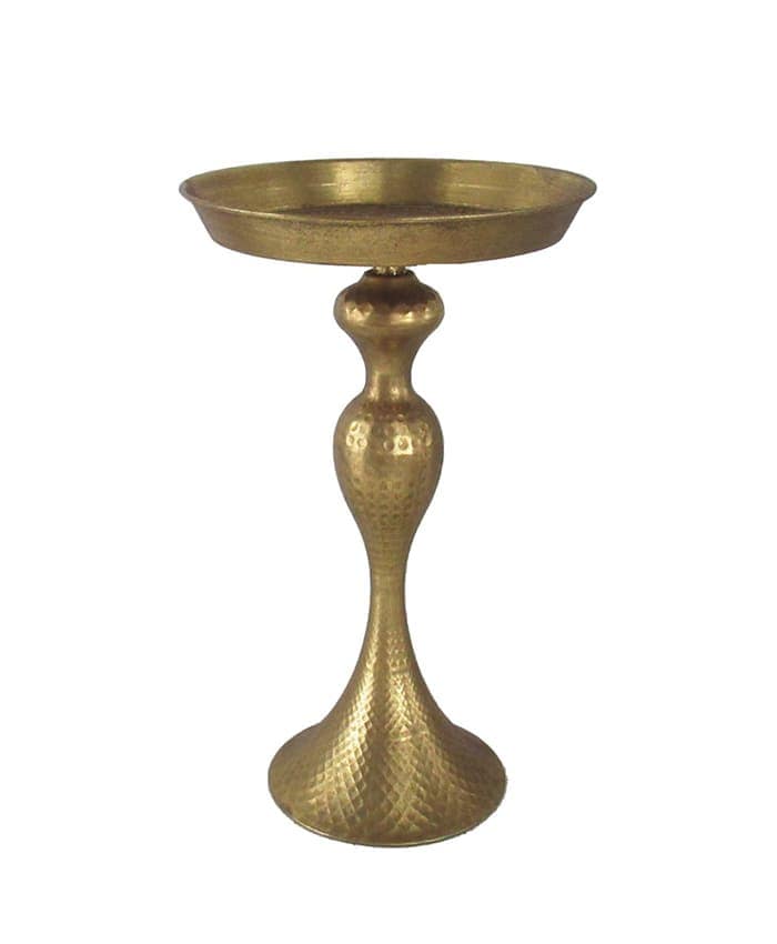 Alzata-centrotavola-metallo-oro-fusto-lavorato-piede-svasato-cm-25-h42-