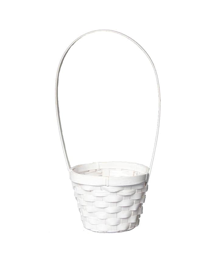 Cesto vimini bamboo bianco svasato manico alto per piante vaso 14 cm
