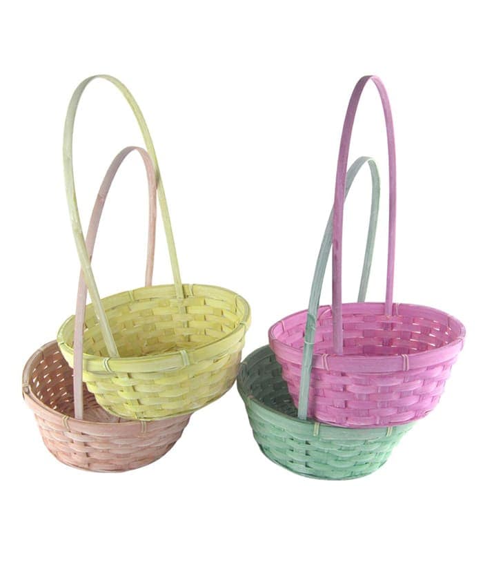 Ciotole vimini bamboo manico alto colori vivaci diametro cm 25
