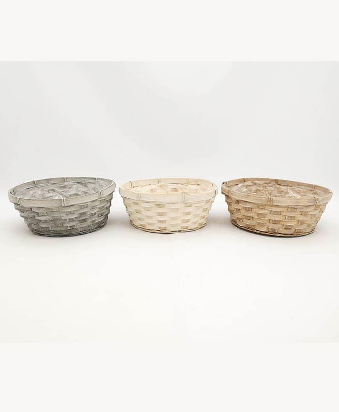 Ciotole vimini in bamboo mix 3 colori naturali cm 20 h10 - Disponibile dal 30-06-2026