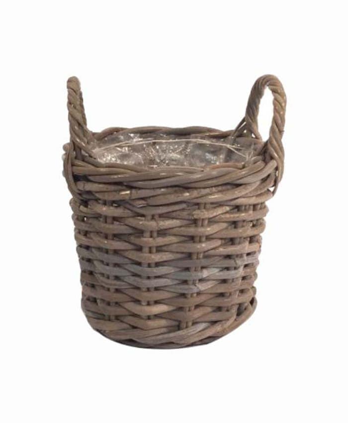 Immagine e commerce Cesto tondo rattan kubu con manici per piante vaso 19 cm