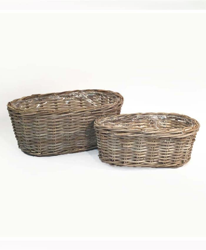 Immagine e commerce Serie 2 cesti ovali rattan kubu lunghezza 38-45 cm