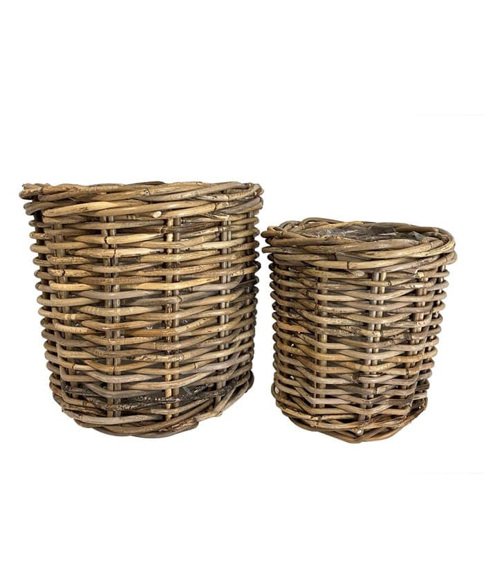 Immagine e commerce Serie 2 cachepot rattan kubu forma cilindro per piante vaso 21-26 cm