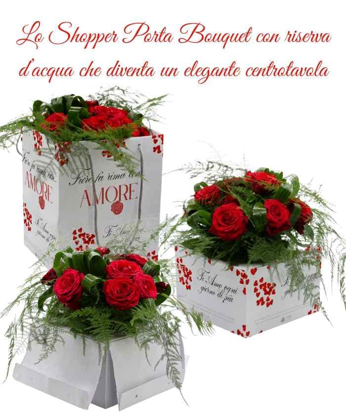 Bouquet Show shopper portabouquet con riserva acqua 24x24 h30 cm - Personalizzabile con tuo Logo