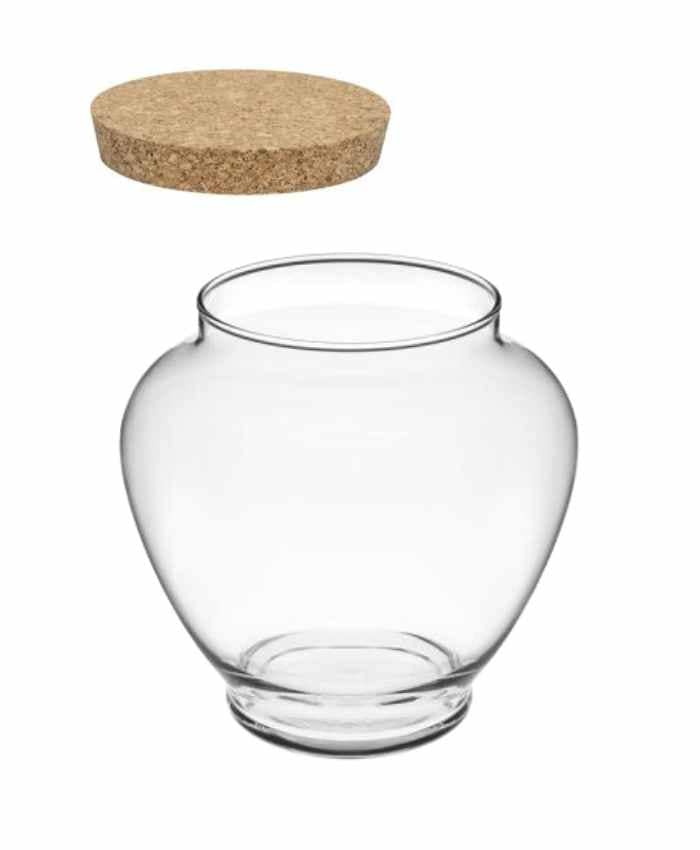Immagine e commerce Vaso in vetro a forma di Orcio con tappo sughero per Terrarium alto 16 cm diametro 13