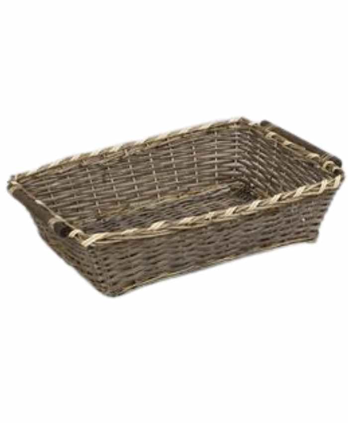 Immagine e commerce Cesto per confezioni Regalo in vimini grigio con bordo bianco cm 62x47 h16