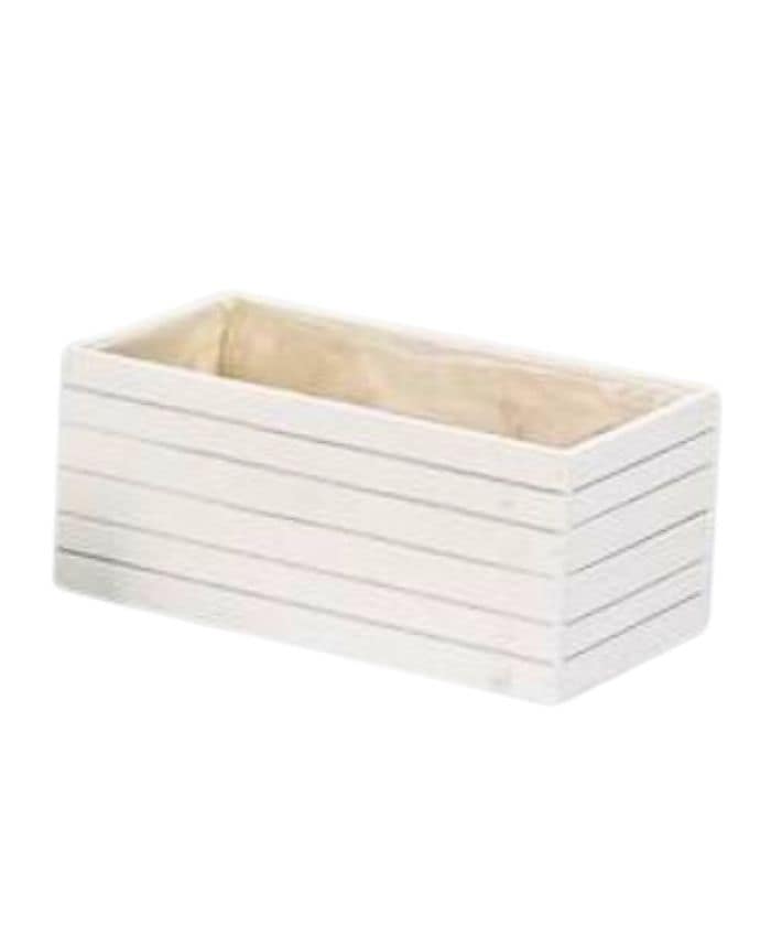 Fioriera In Legno Massiccio Fatta A Mano – Stile Vintage – Bianca – Dimensioni: 12x50x15 Cm – Perfetta Per Interni, Piante Grasse O Come Portariviste