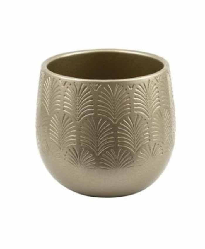 Immagine e commerce Vaso per Orchidea bombato in ceramica con decori diametro 13 cm Champagne