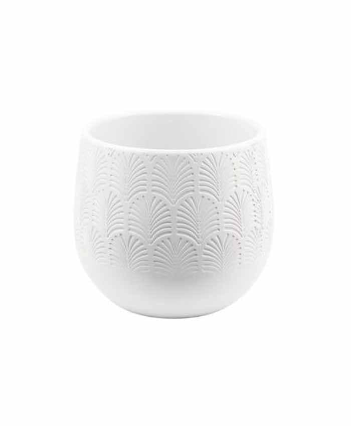 Immagine e commerce Vaso bombato in ceramica con decori diametro 11 cm Bianco