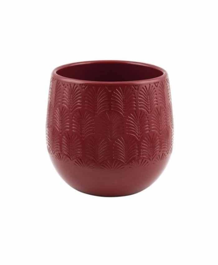 Immagine e commerce Vaso bombato in ceramica con decori diametro 11 cm Rosso