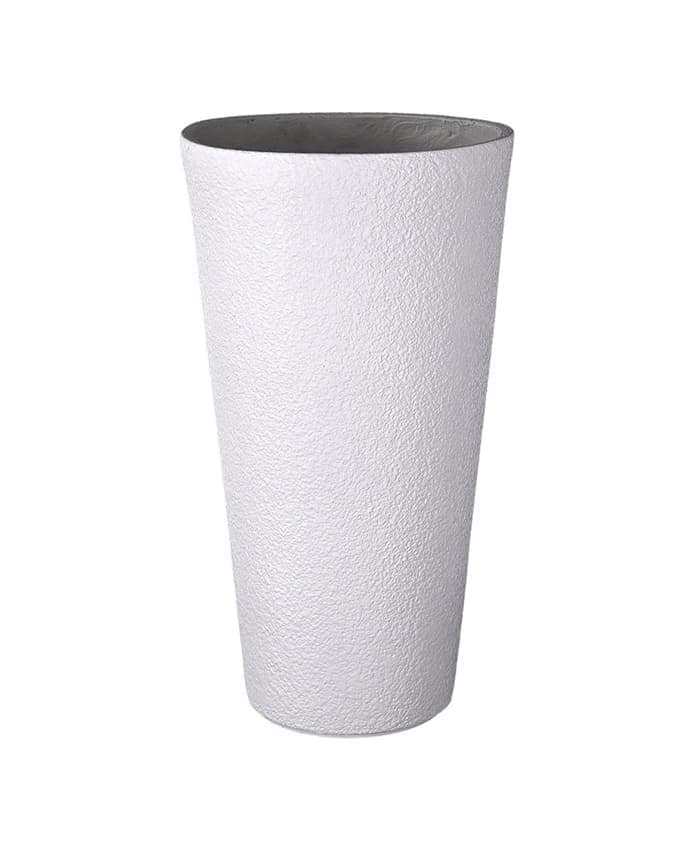 Immagine e commerce Vasi arredo fiberclay forma conica colore bianco bucciato alti 65 cm