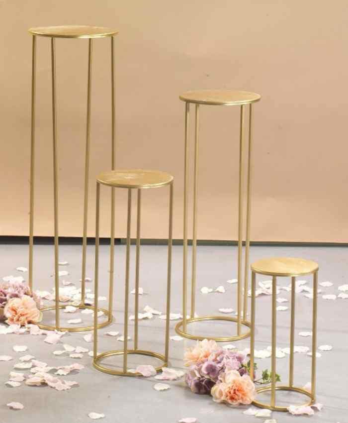 Serie-4-alzate-per-fiori-metallo-bianco-forma-tonda-alte-da-40-a-100-cm