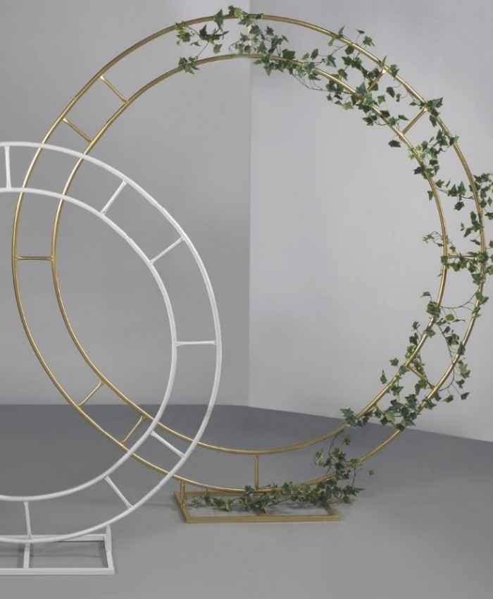Immagine e commerce Struttura doppio cerchio per fiori in metallo dorato diametro 200 cm