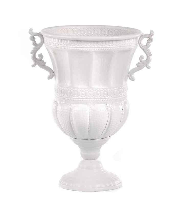 Immagine e commerce Calice stile medici in metallo bianco baccellata scannelata manici arricciati alto 37 cm