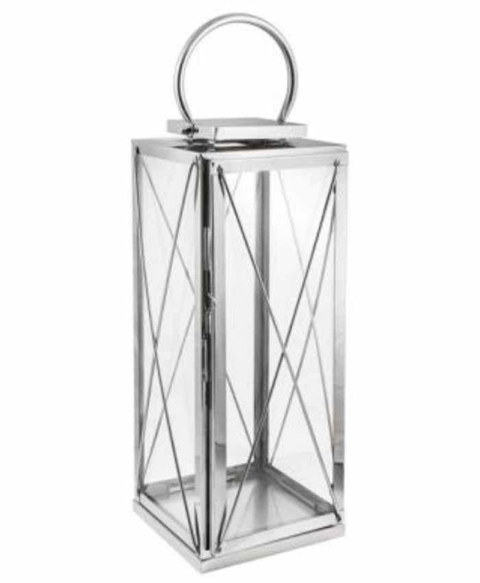 Immagine e commerce Lanterna in acciaio argentato e vetro 25x25 alta 68 cm