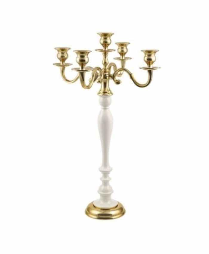 Immagine e commerce Candelabro metallo oro avorio 5 fiamme stile classico cm 36 h59
