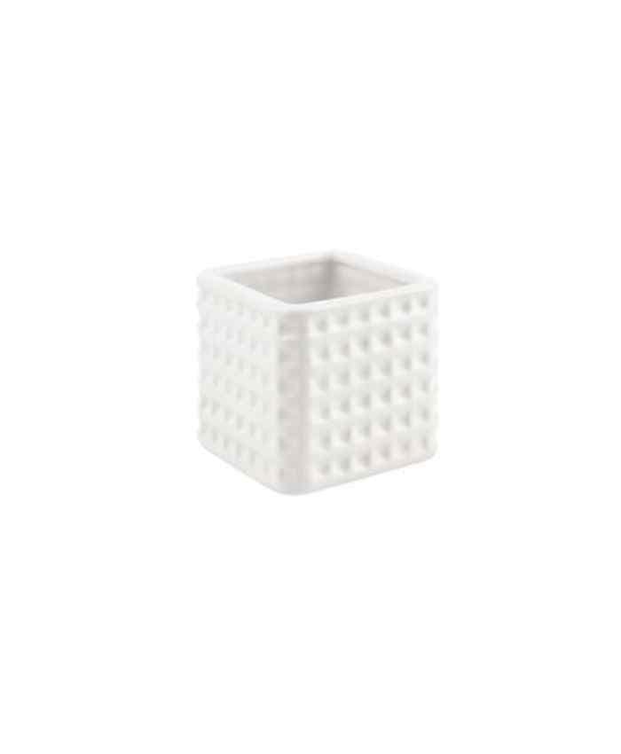 Immagine e commerce Portavaso Cubo sagomato puntinato Bianco misure in cm 6x6 h6