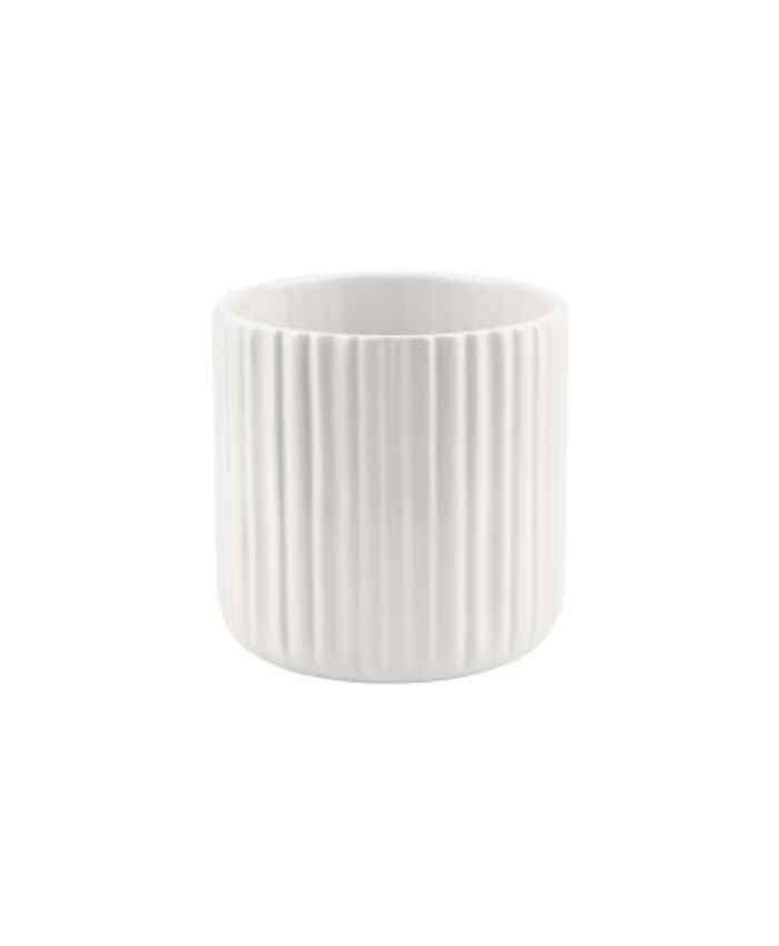 Immagine e commerce Vasetto ceramica cilindrico bianco rigato diametro 7 alto 6 cm