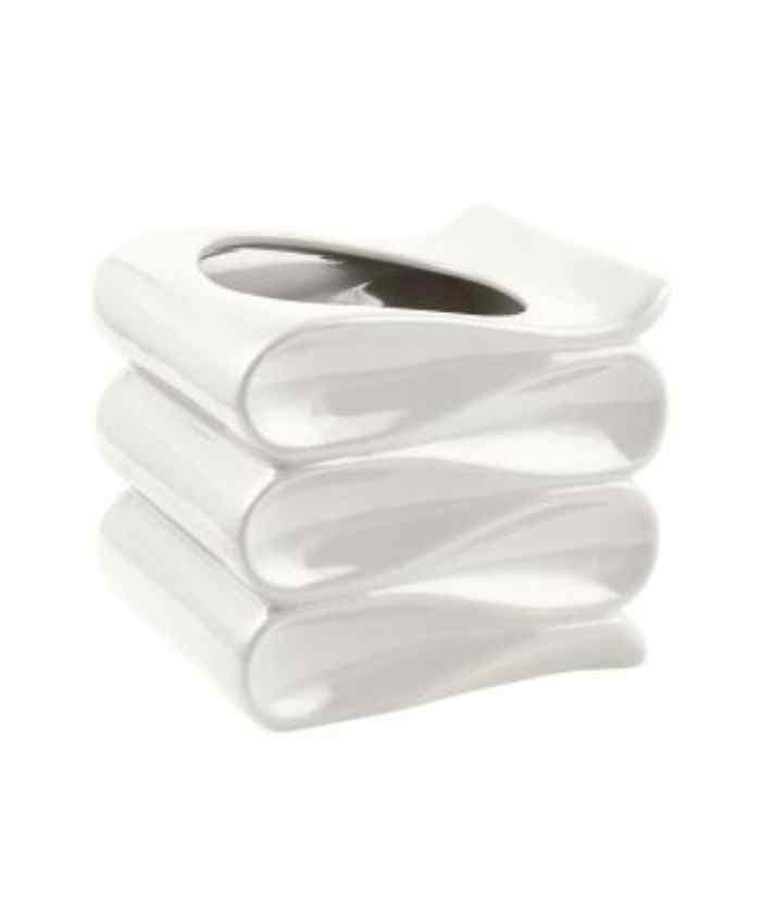Immagine e commerce Portavaso per Orchidea cubo ondulato in ceramica smaltata Bianco