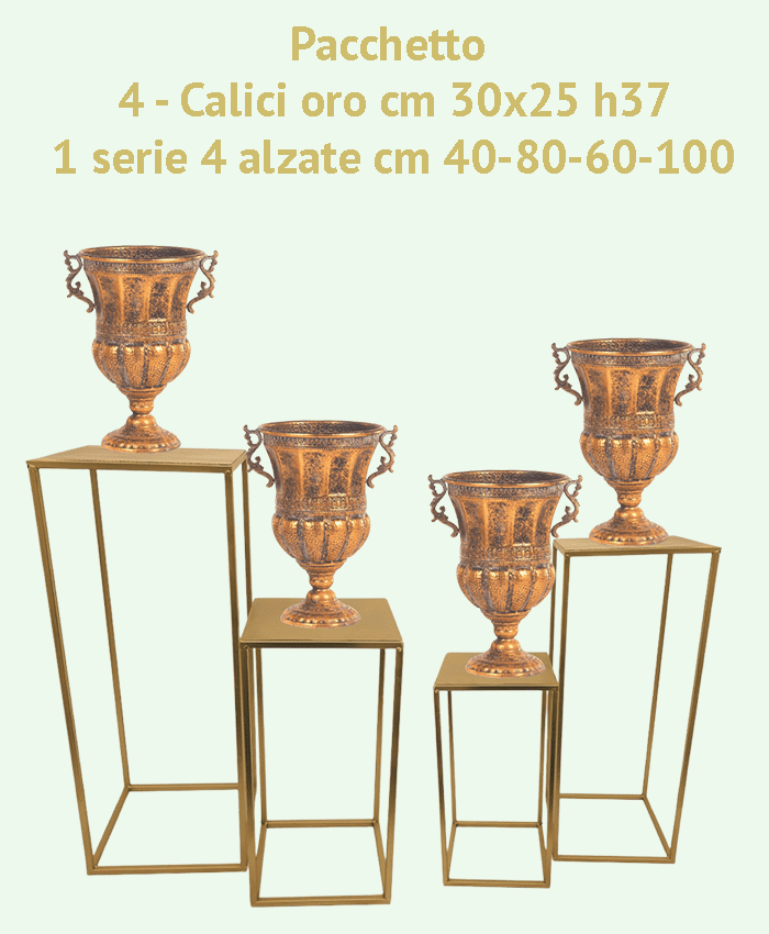 Pacchetto 4 Calici e 1 serie alzate color oro Ingrosso Wedding