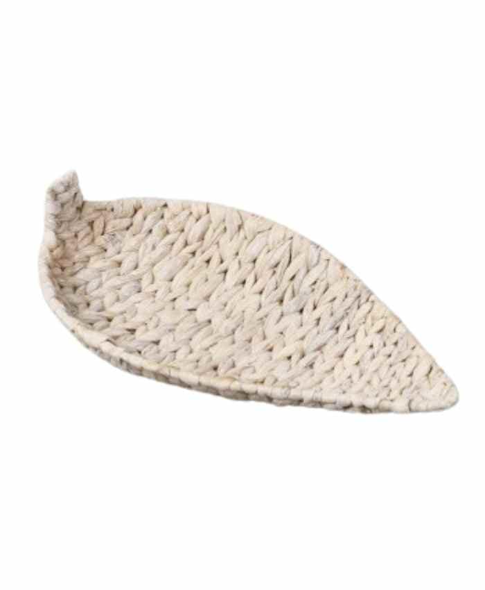 Immagine e commerce Cesto per confezionamento vassoio forma foglia in paglia intrecciata bianco cm 31x19 h 8
